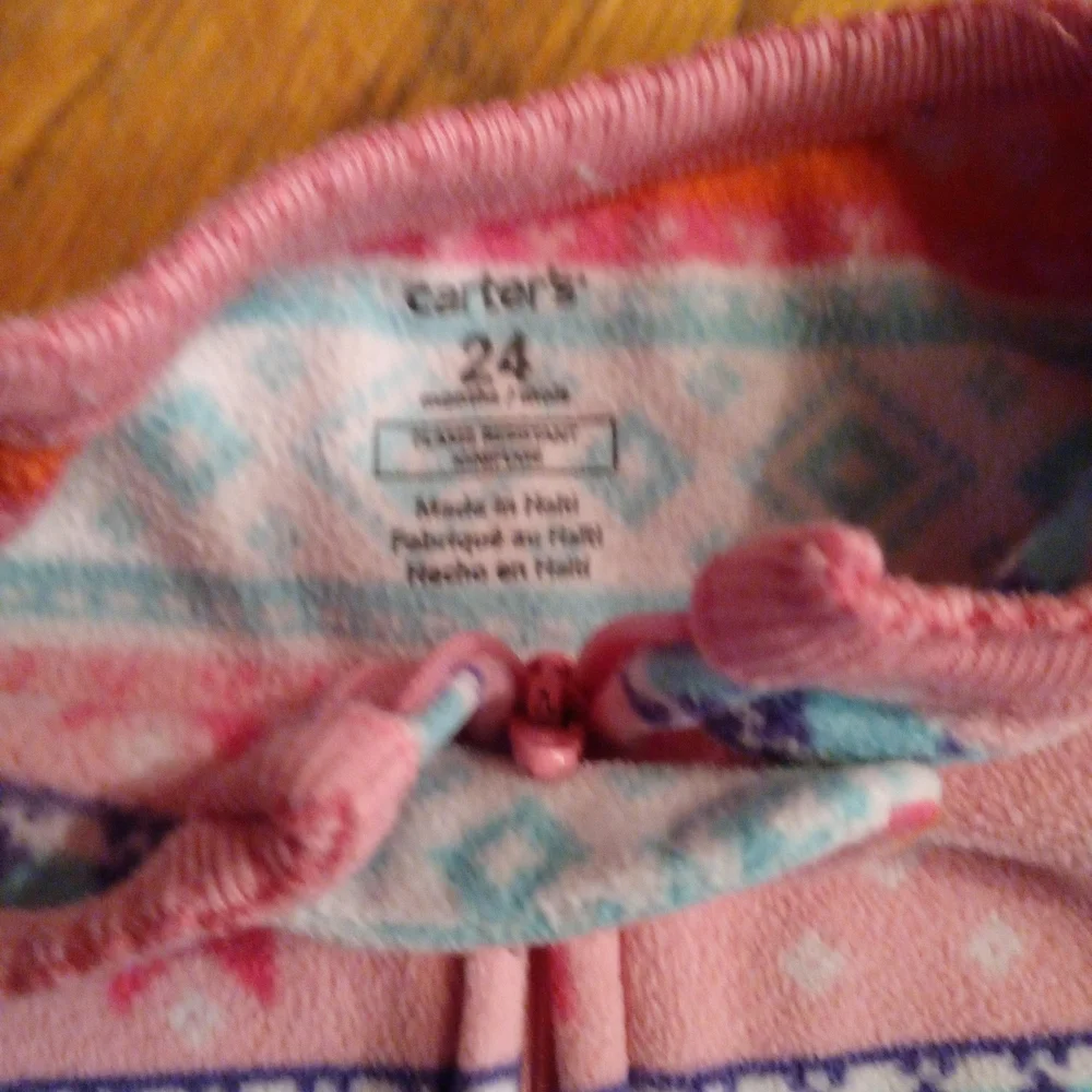 L) Carter's Pink and Orange Footie One Piece with Nordic Design